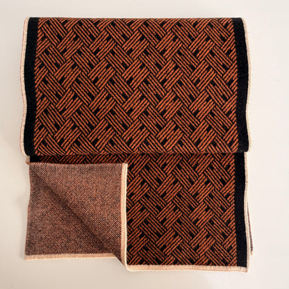 Sons Limited - Men's Plaid Knit Scarves - Marriott - Black/Orange