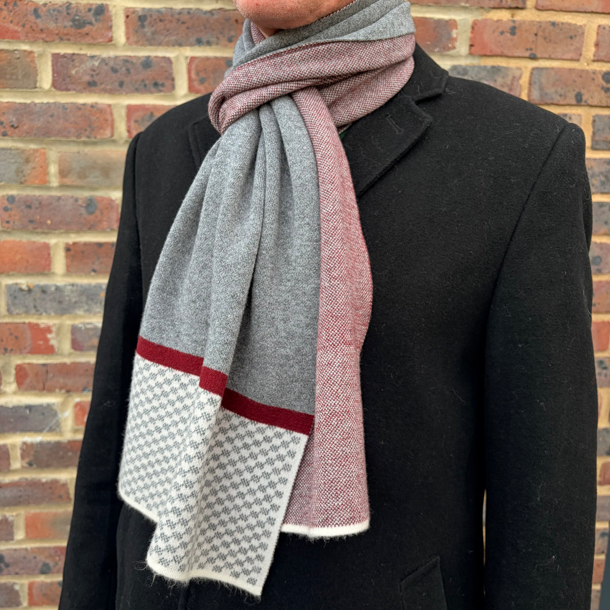 Sons Limited - Men's Plaid Knit Scarves - Smith - Grey