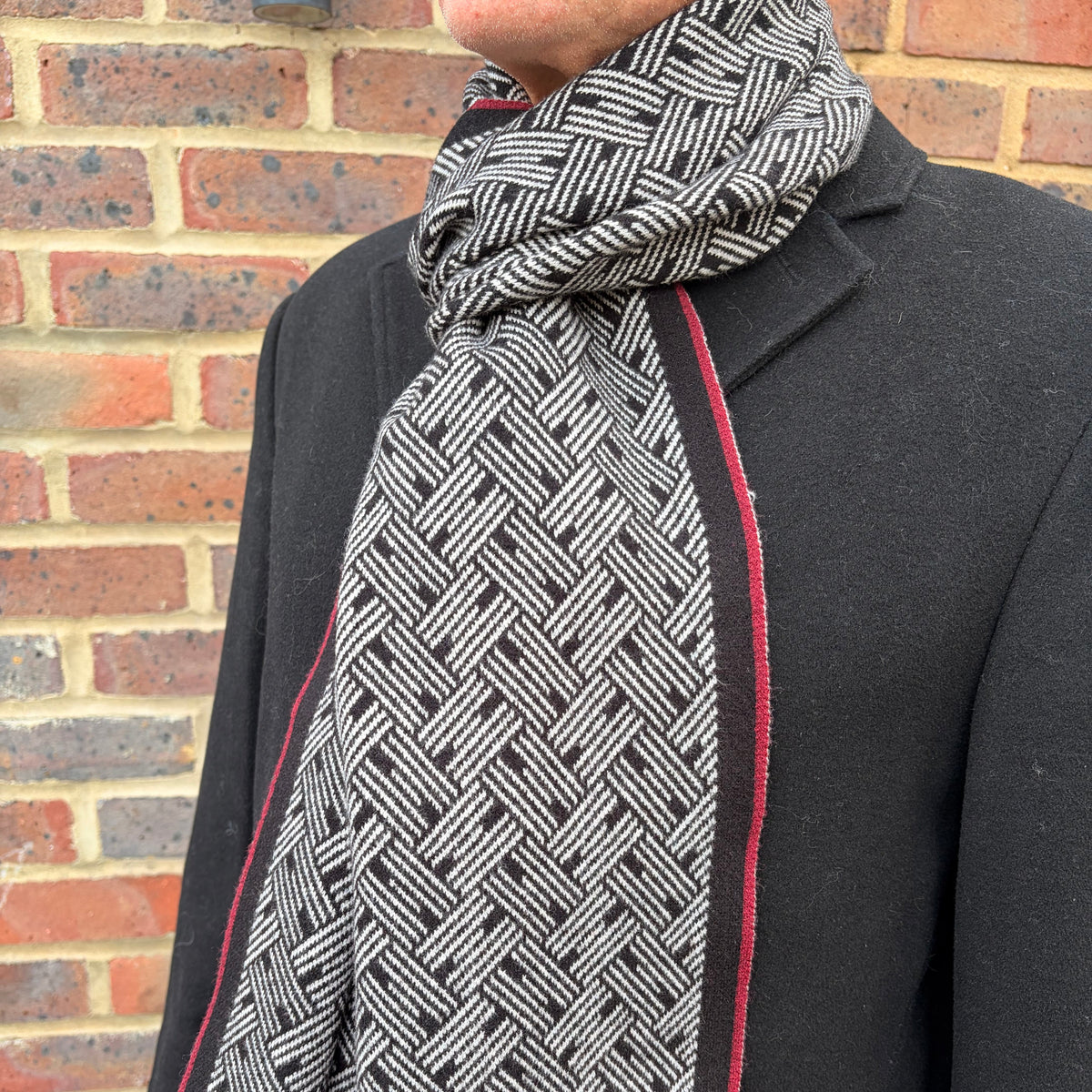 Sons Limited - Men's Plaid Knit Scarves - Marriott - Black/Burgundy