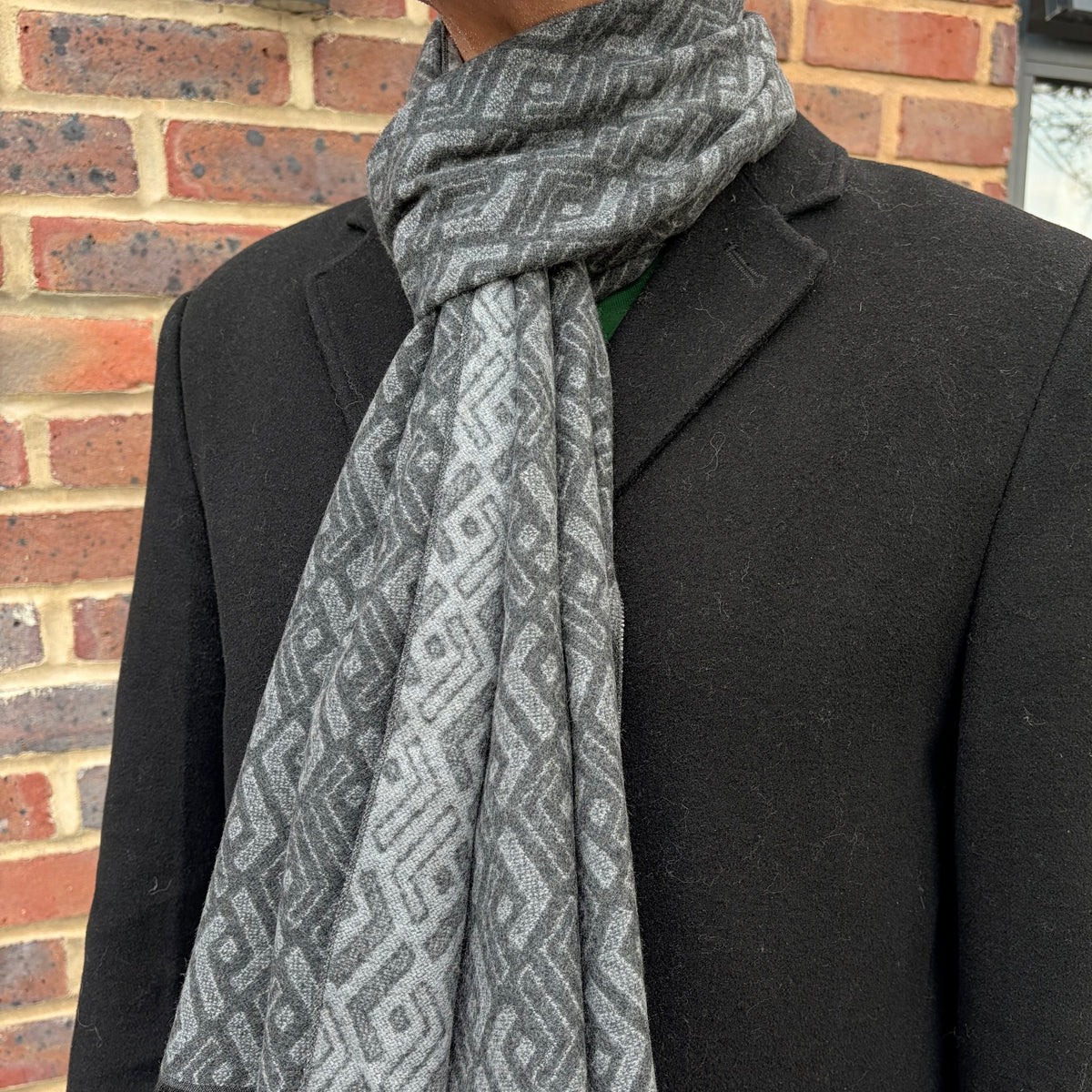 Sons Limited - Men's Plaid Knit Scarves - Turner - Grey