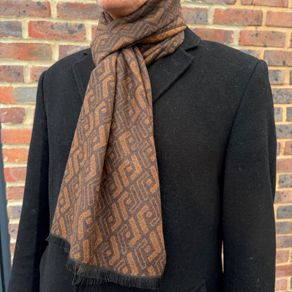 Sons Limited - Men's Plaid Knit Scarves - Turner - Coffee