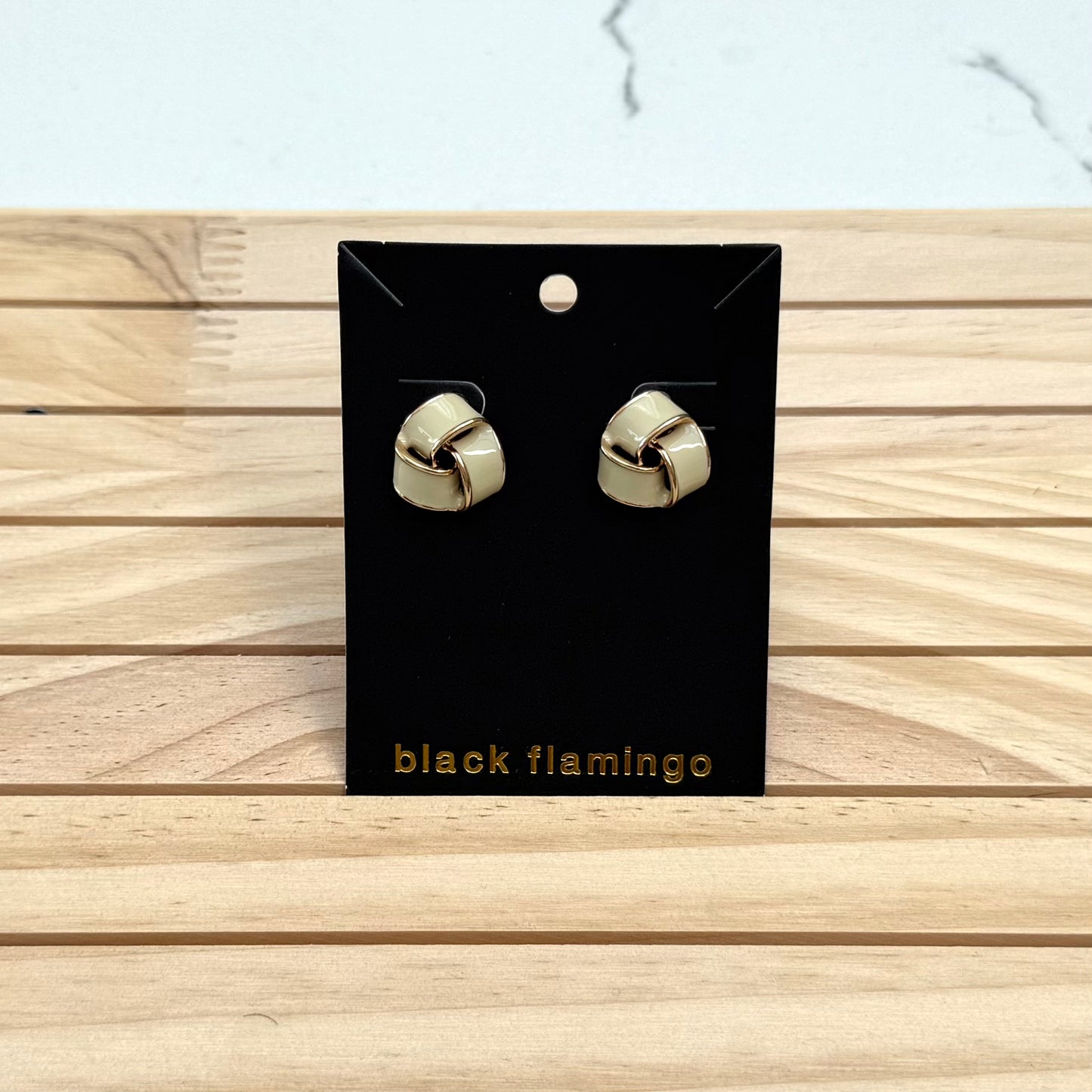Black Flamingo - Knotty Studs - Milky White