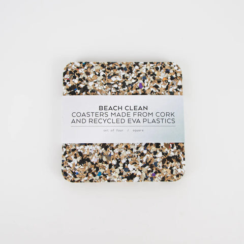 Beach Clean Square Coasters set of 4