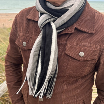 Sideline Collection - Light Retro Stripe Scarf - Hollis - Black