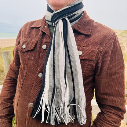 Sideline Collection - Light Retro Stripe Scarf - Hollis - Black