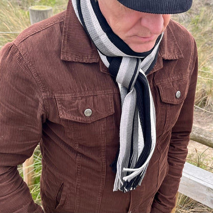 Sideline Collection - Light Retro Stripe Scarf - Hollis - Black