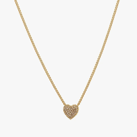 Pave Heart Necklace in Gold - Tutti & Co.