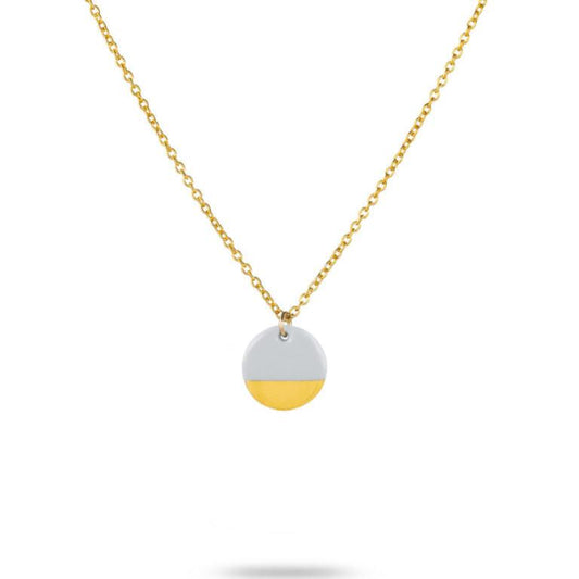 Necklace Jewellery - Porcelain Disc Dove Gold Necklace