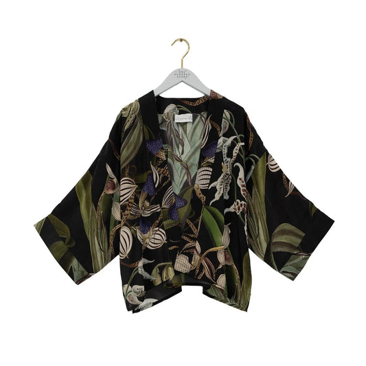 Orchid Black Crepe Kimono - One Hundred Stars