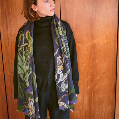 Orchid Black Wool Scarf