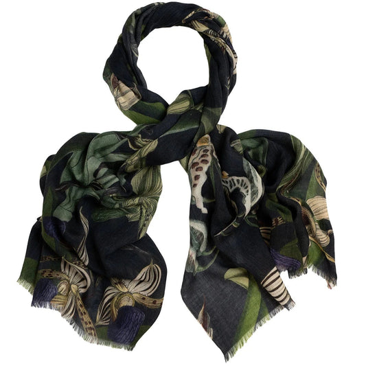 Orchid Black Wool Scarf