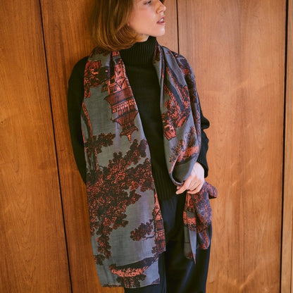 Pagoda Pewter Scarf