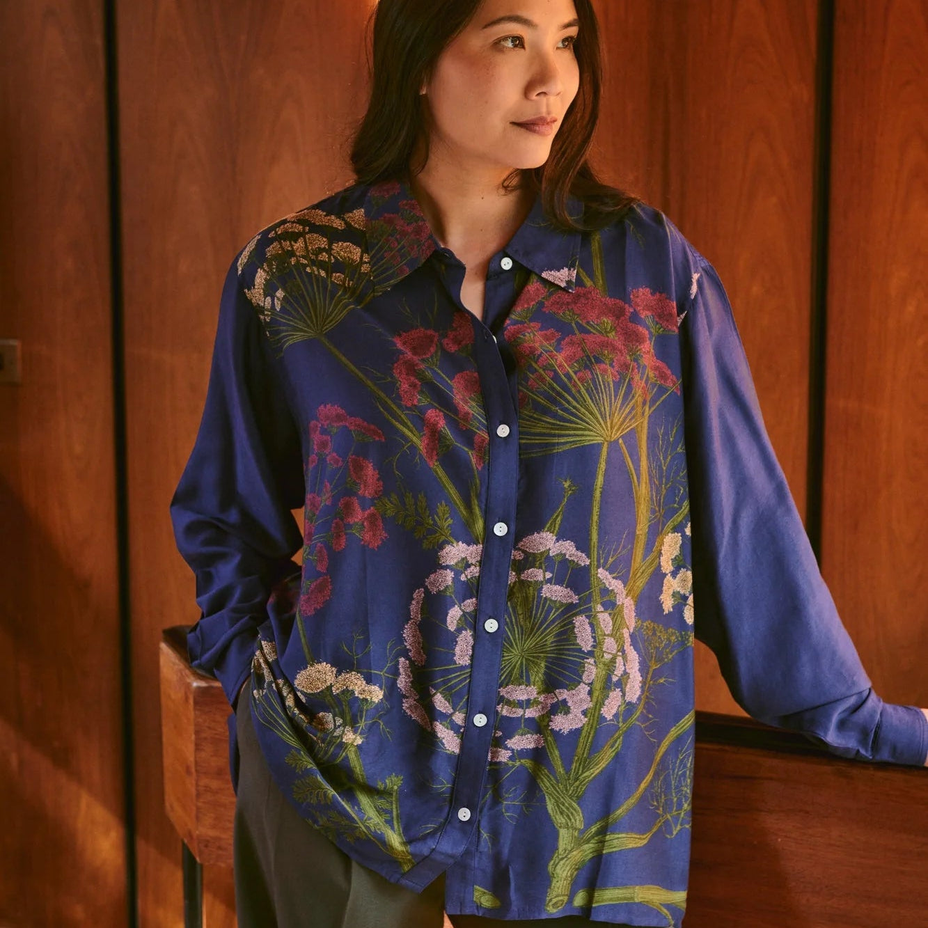 Parsley Seed Navy Oversized Shirt - One Hundred Stars