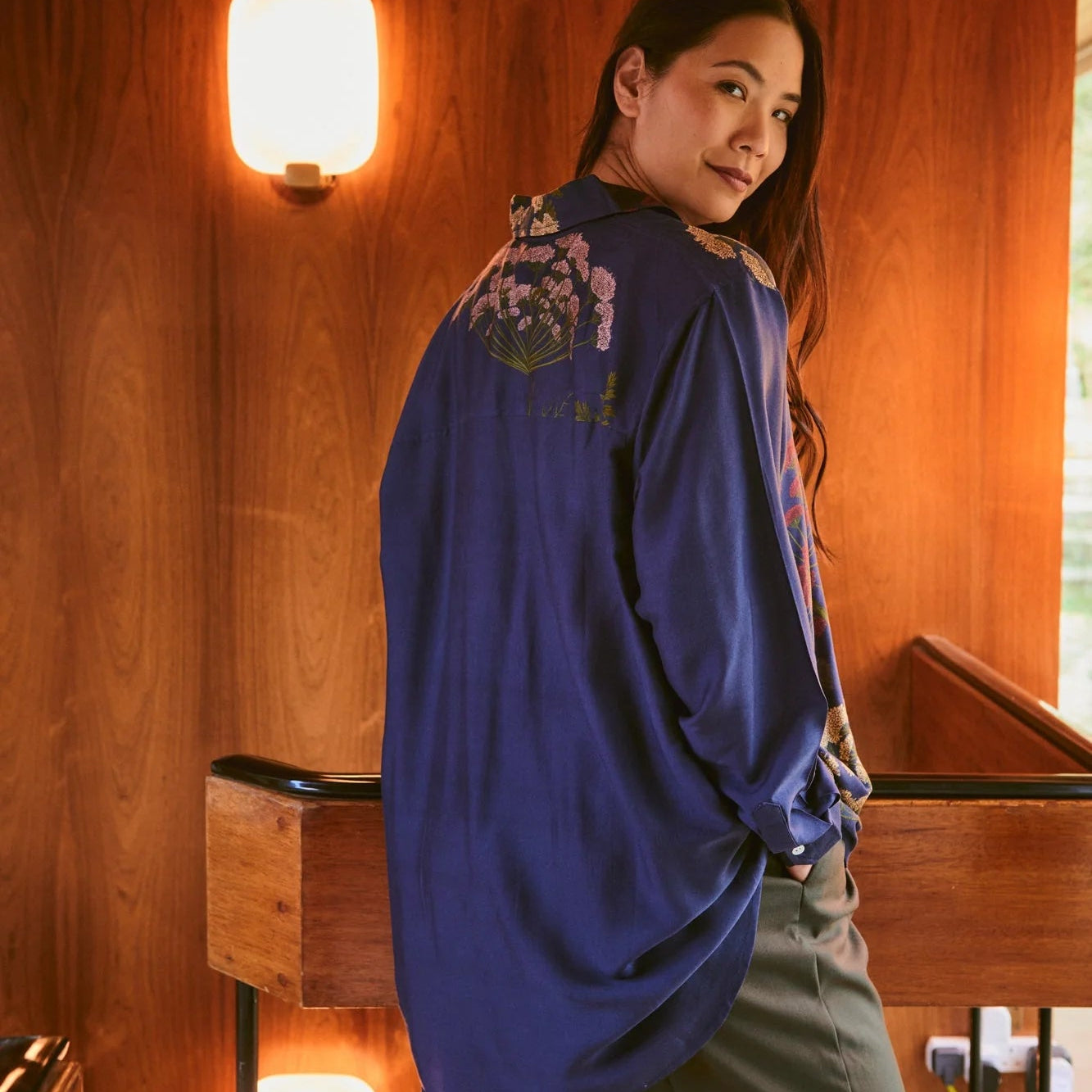 Parsley Seed Navy Oversized Shirt - One Hundred Stars