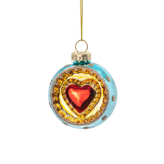 Indented Heart Shaped Bauble - Assorted Colours