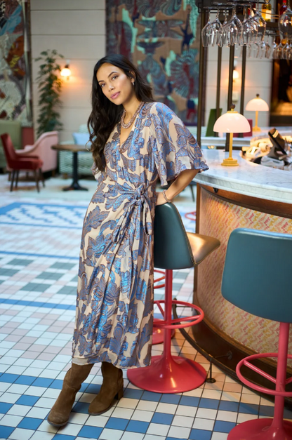 Black Colour - Kenzie Wrap Dress - Blue