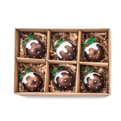 Mini Christmas Pudding Baubles - set of 6