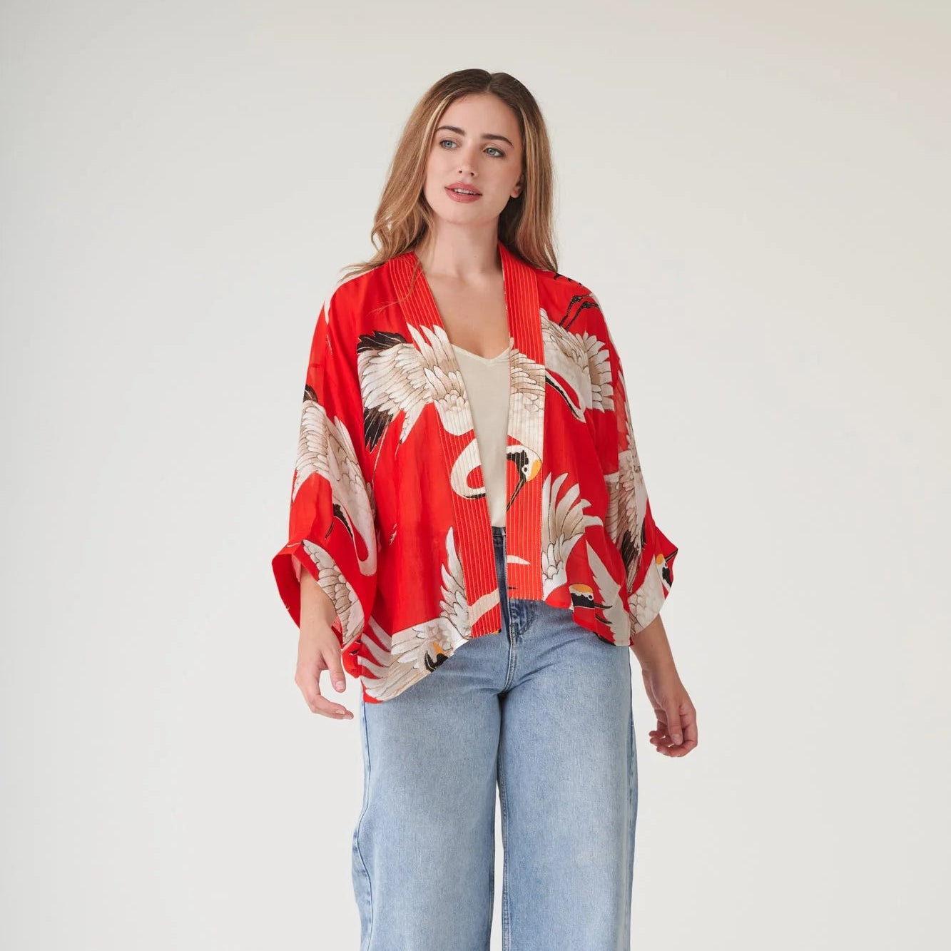 One Hundred Stars - Stork Scarlet Kimono