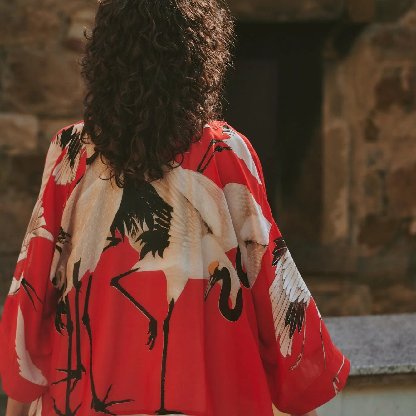 One Hundred Stars - Stork Scarlet Kimono