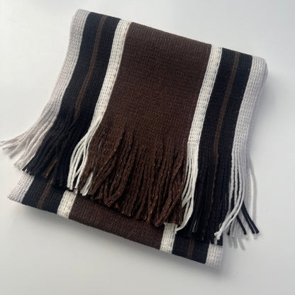 Sideline Collection - Light Retro Stripe Scarf - Hollis - Coffee