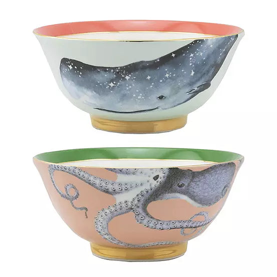 Yvonne Ellen - Boxed Gift Under The Sea 2 Rice Bowls and Chopsticks