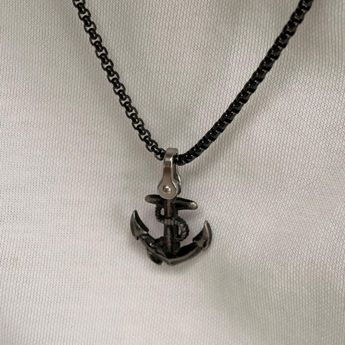 "Grounded" - Black Anchor Necklace