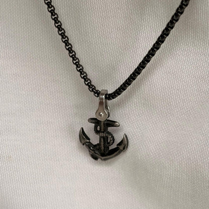 "Grounded" - Black Anchor Necklace