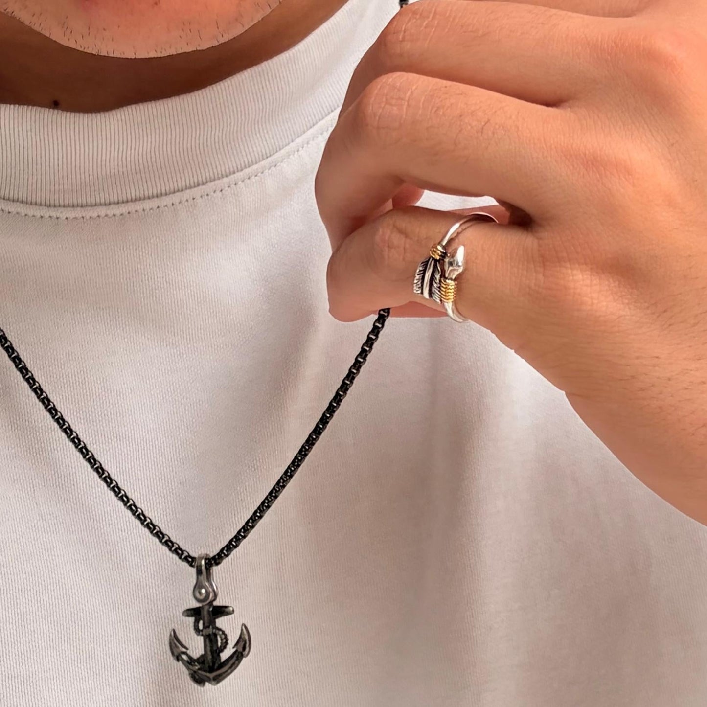 "Grounded" - Black Anchor Necklace