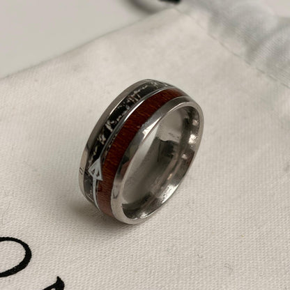 Solid Steel/Wood Arrow Ring