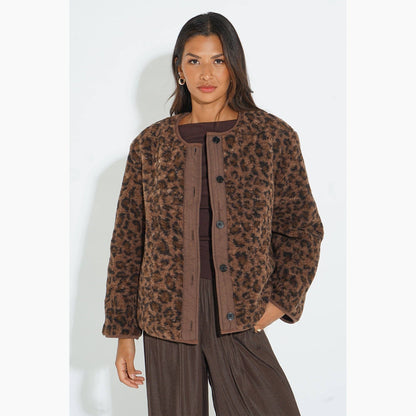 Sarta - Leopard Print Reversible Jacket in Brown - Large (UK 16-18)