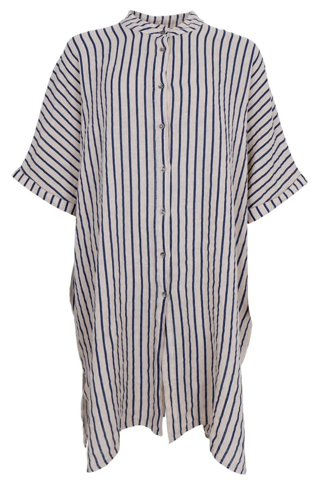 Melina Linen Tunic - Navy Stripe