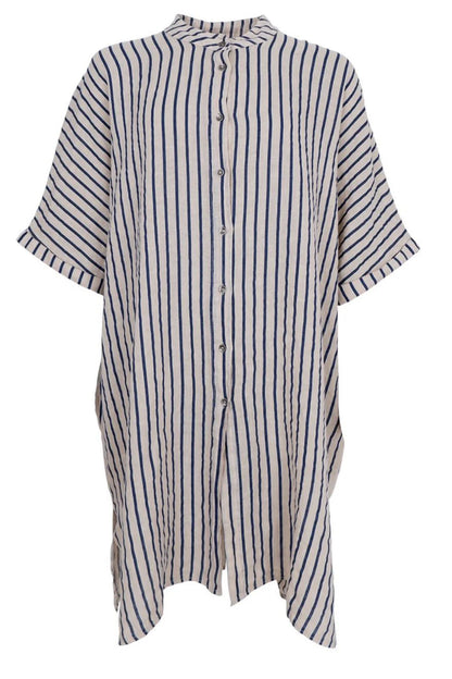 Melina Linen Tunic - Navy Stripe