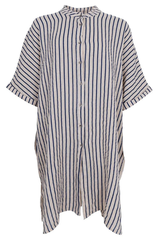 Melina Linen Tunic - Navy Stripe