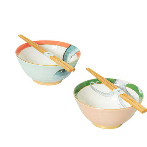 Yvonne Ellen - Boxed Gift Under The Sea 2 Rice Bowls and Chopsticks