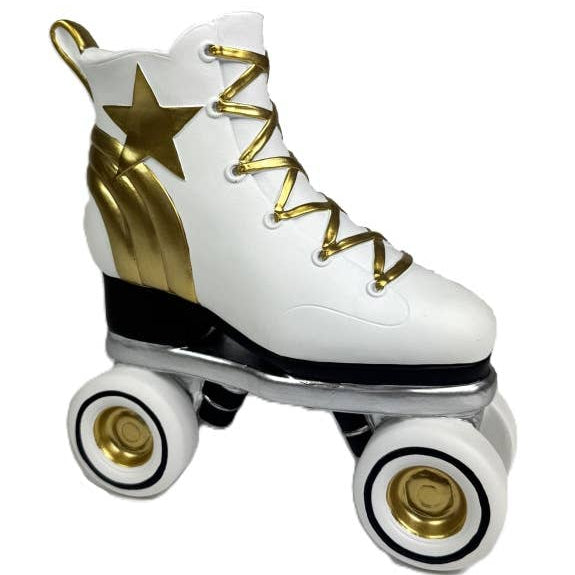 Retro Roller Skate Vase - White / Gold / Black
