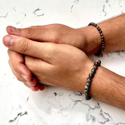 Men's yooperlite stone bracelet - UV glow beads
