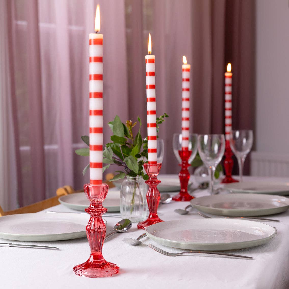 Red & White Dinner Candles - Perfect for Christmas Tables