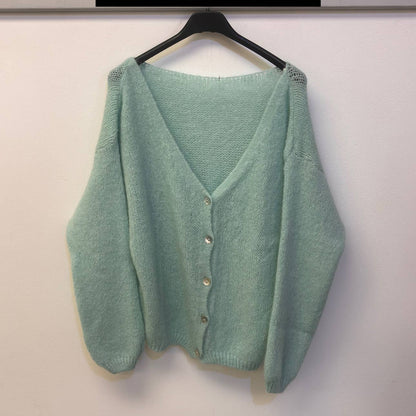 V-Neck Button Through Mohair Cardigan: In 2 Colours - One Size: UK8-18