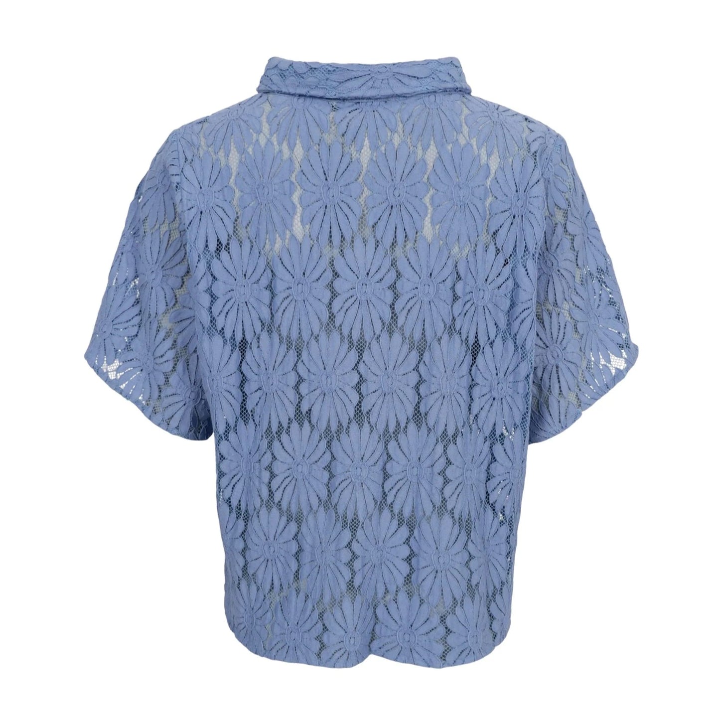 Blue lace shirt on a white background