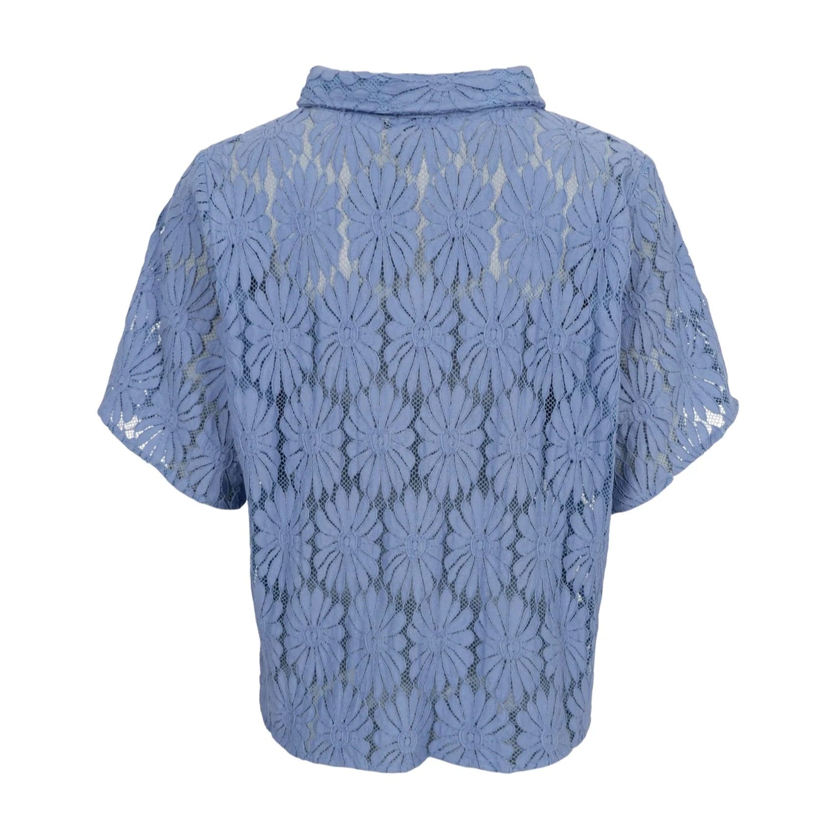 Blue lace shirt on a white background