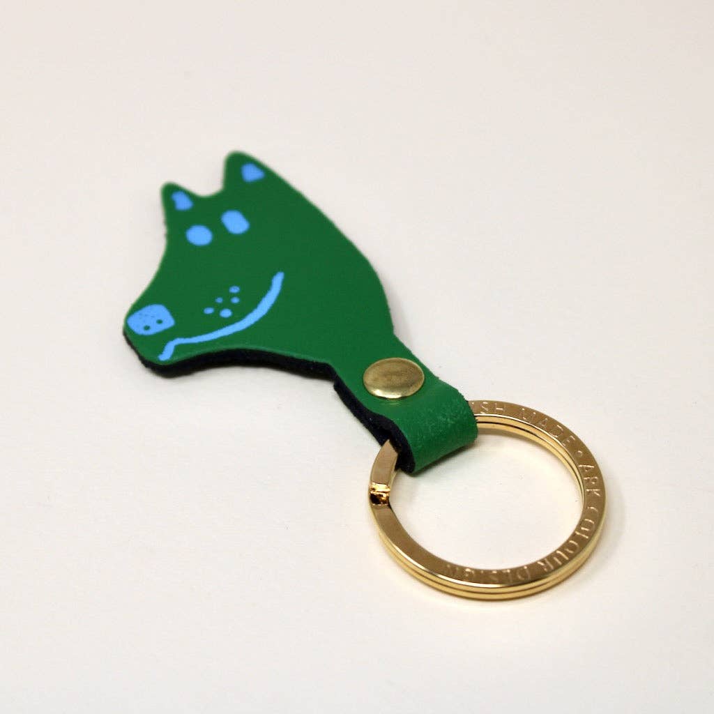 Dog Head Key Fob: Green