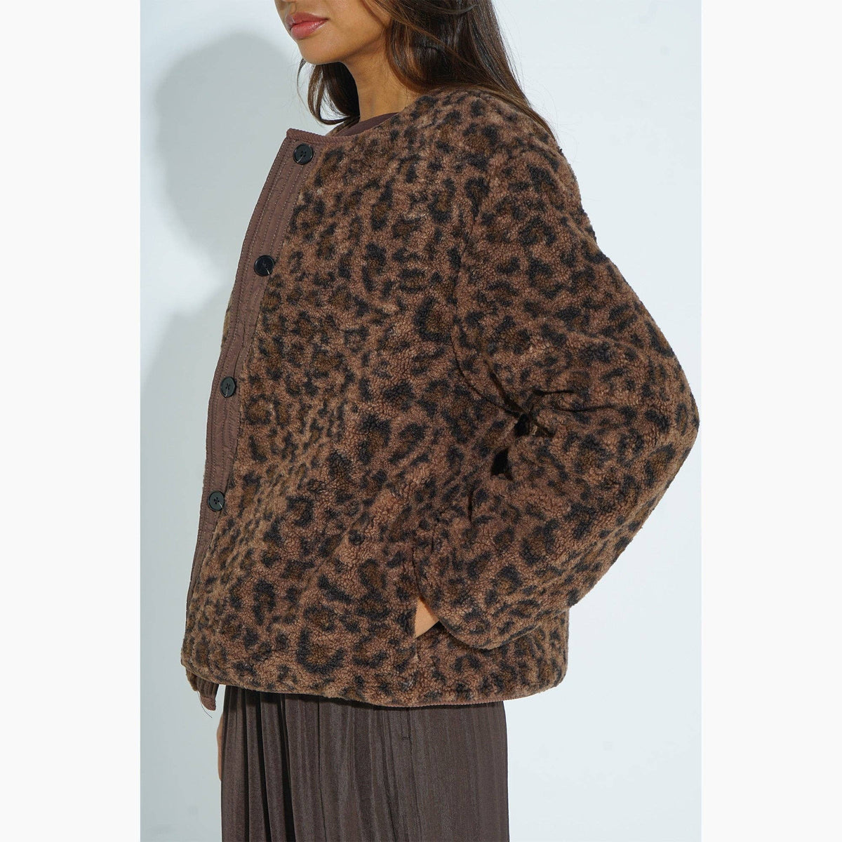 Sarta - Leopard Print Reversible Jacket in Brown - Small (UK 8-10)