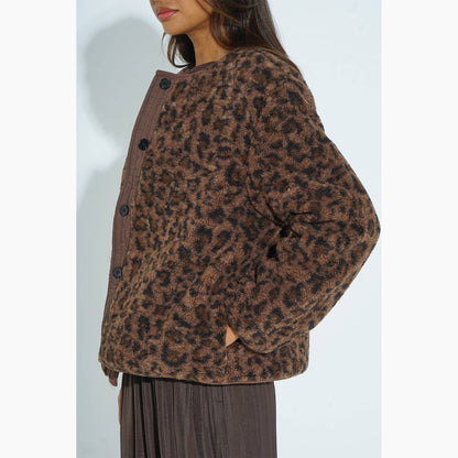 Leopard Print Reversible Jacket in Brown - Medium (UK 12-14)
