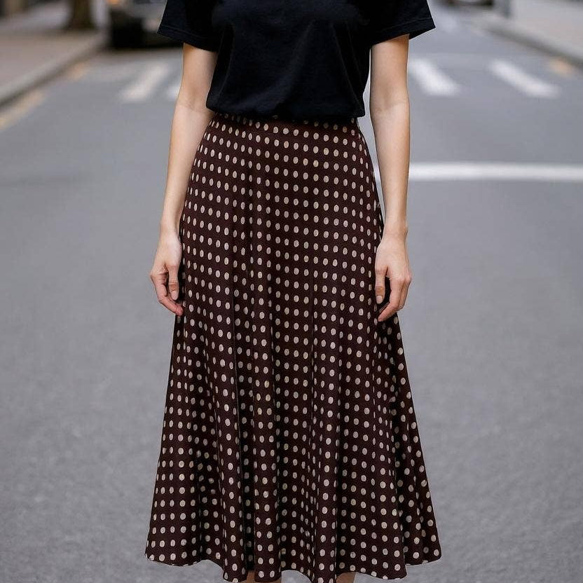 Polka Dot Satin Skirt - Noeline