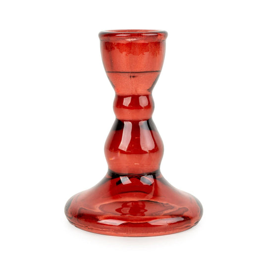 Small Glass Candleholder - Red