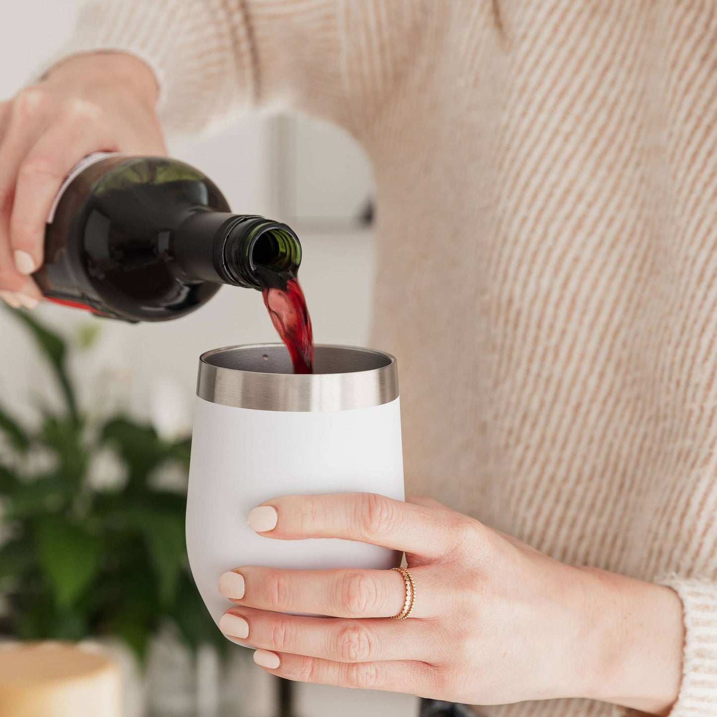 Insulated Travel Wine Tumbler with Lid 350ml (12oz): Blue