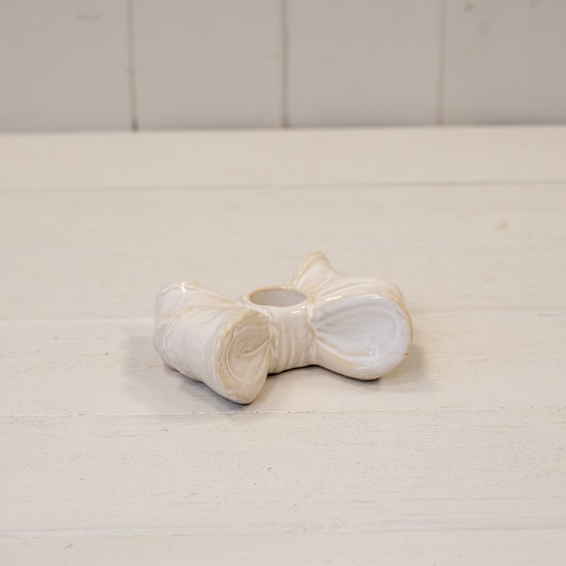 Ceramic Glazed Double Bow Candle Holder