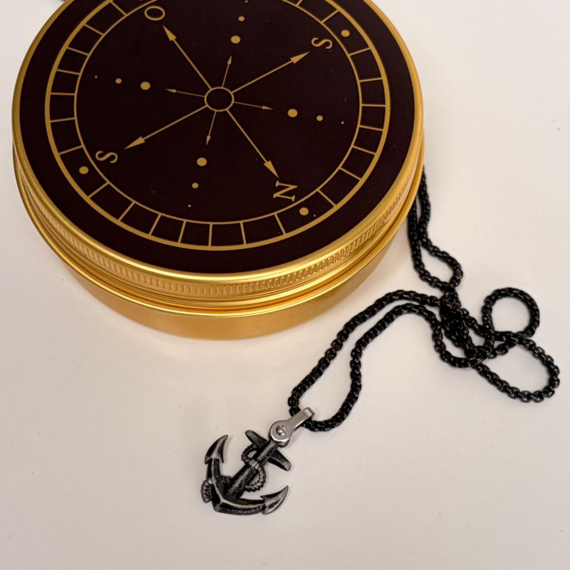 "Grounded" - Black Anchor Necklace