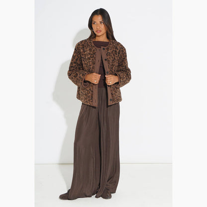 Sarta - Leopard Print Reversible Jacket in Brown - Small (UK 8-10)