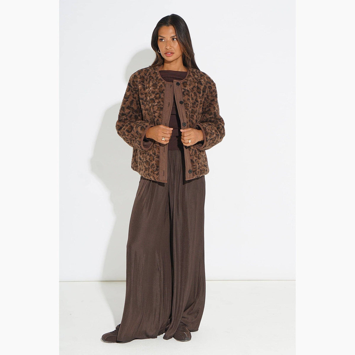 Leopard Print Reversible Jacket in Brown - Medium (UK 12-14)